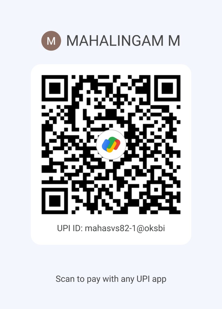 GPay UPI QR — MAHALINGAM M, mahasvs82-1@oksbi